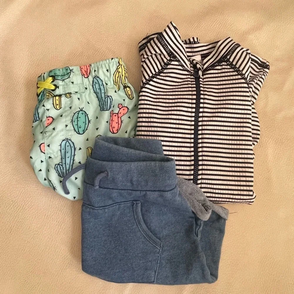 Baby boy bundle swim trunk, rash guard and shorts